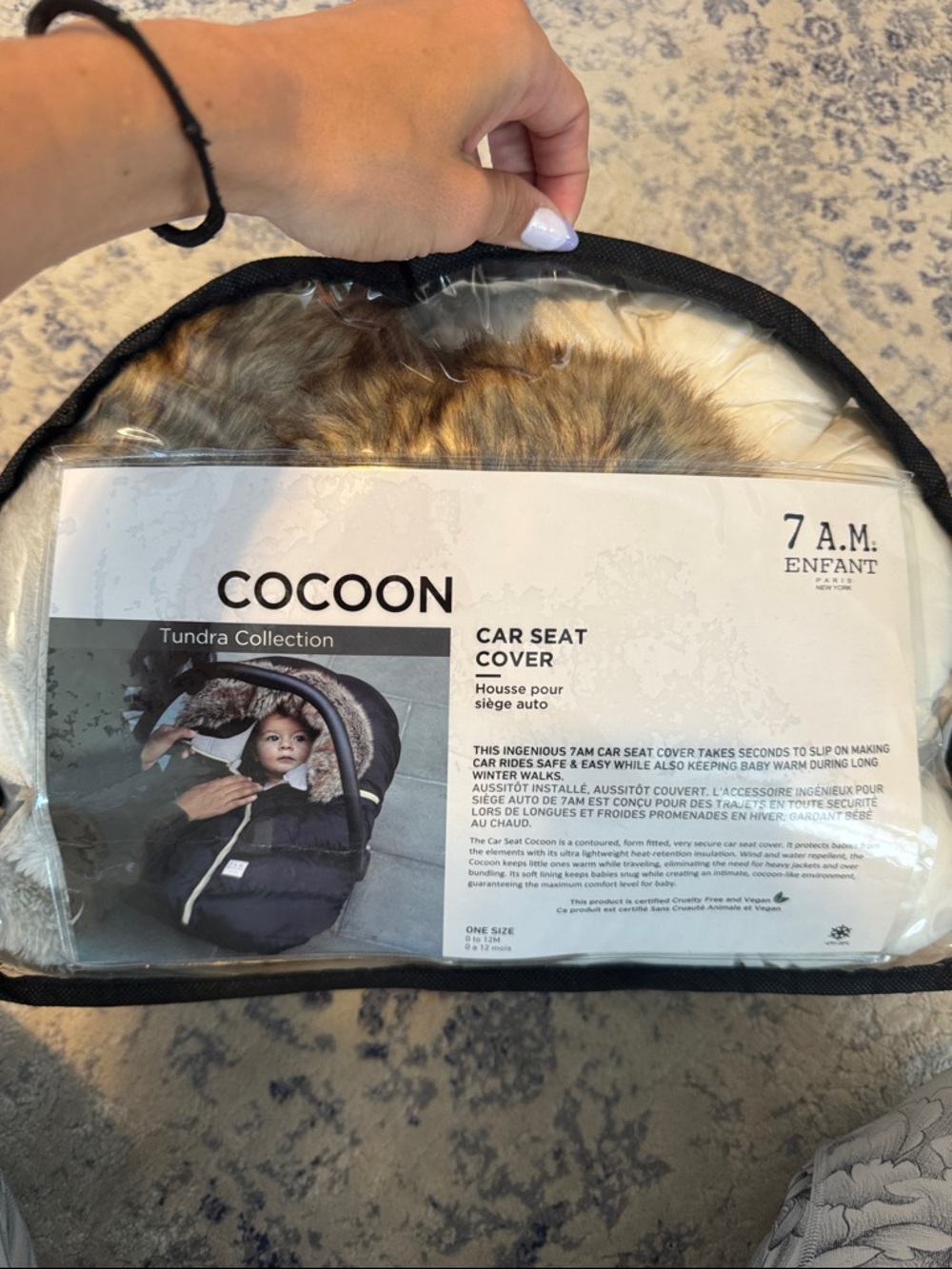 7 A.M. Enfant Cocoon Tundra Collection Car Seat Cover - Brown Faux Fur